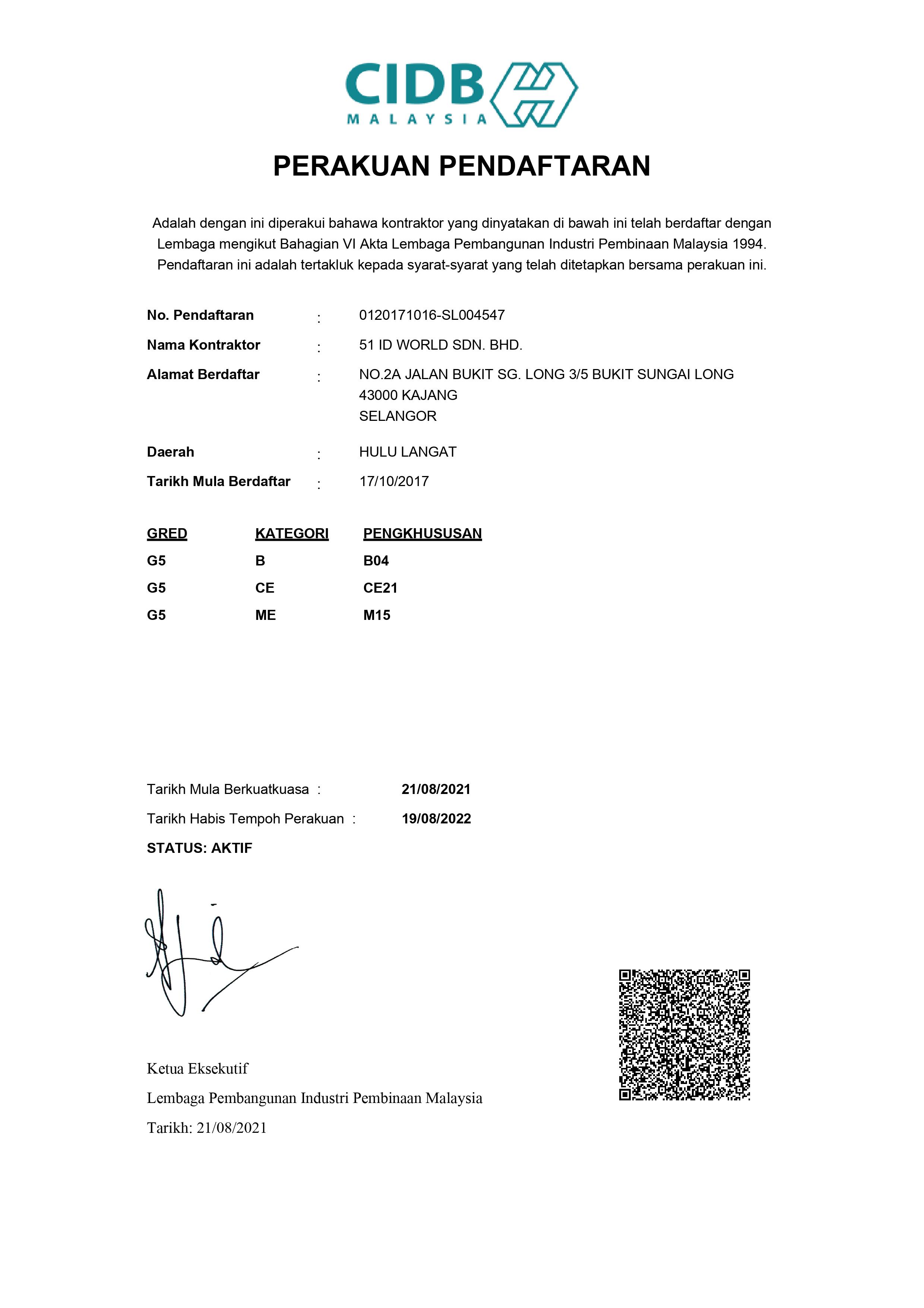 CIDB Certificate